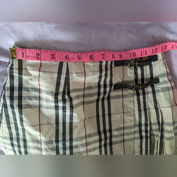SOLD Burberry Check Plaid Beige Pleated Mini Skirt Authentic RARE - Picture 4 of 5